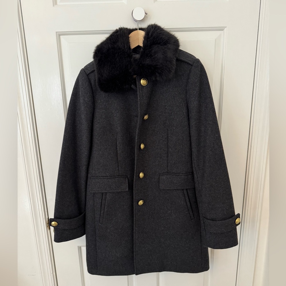 J Crew Dark Grey Wool Coat Size 4